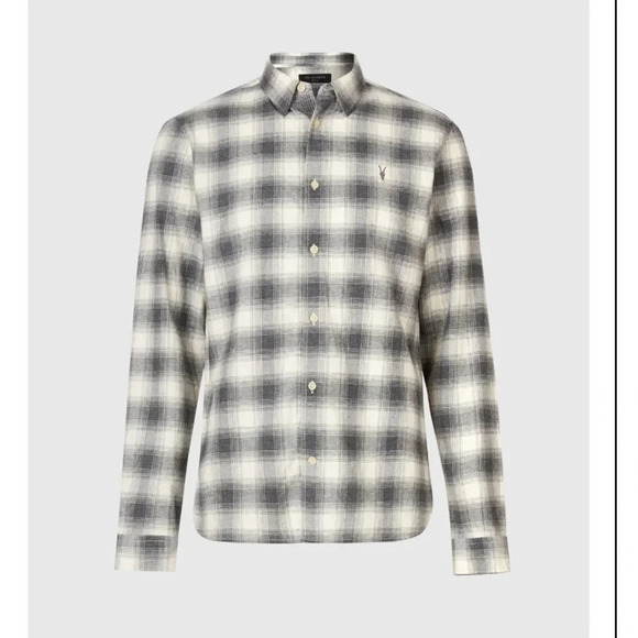 ALLSAINTS Dogwood Shirt in Ecru/Charcoal Size XS - Picture 13 of 14